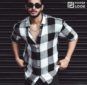Om Creation Men Checkered Casual White, Black Shirt