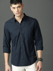 Roadster Men Solid Casual Dark Blue Shirt