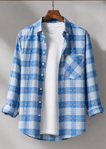 Shimak International Men Checkered Casual Blue, Light Blue Shirt