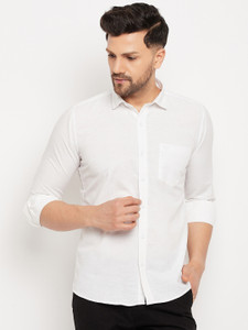 DUKE Men Solid Casual White Shirt