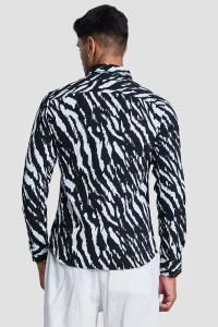 Snitch Men Printed Casual Black Shirt