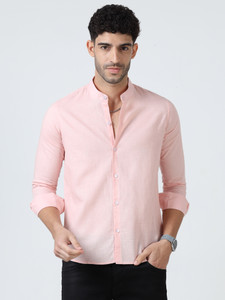 RESERIO Men Solid Casual Pink Shirt