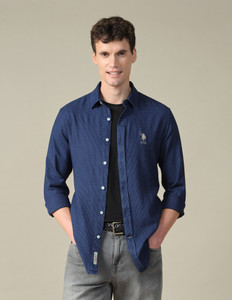 U.S. Polo Assn. Denim Co. Men Solid Casual Blue Shirt