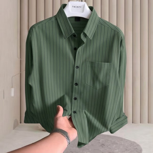 Boninos Men Striped Casual Green Shirt - Image 5