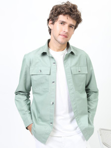 KETCH Men Slim Fit Solid Cut Away Collar Casual Shirt - Image 1