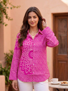 MICORIA Women Printed Party Pink Shirt