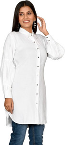 Myorica Women Solid Casual White Shirt