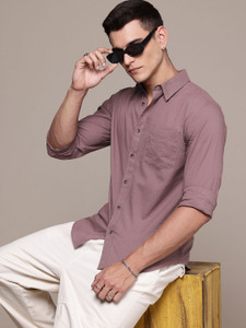 Roadster Men Solid Casual Purple Shirt