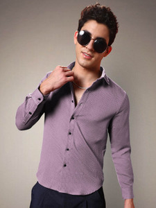 METRONAUT Men Solid Casual Purple Shirt