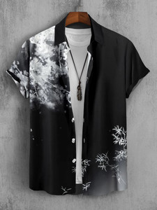 SEVENTEENSTITCH Men Printed Casual Black, White Shirt