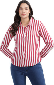 Nksa Fashion Women Solid Casual Red, White Shirt