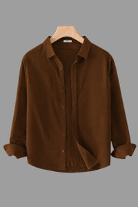 TorontoCN Men Solid Casual Brown Shirt