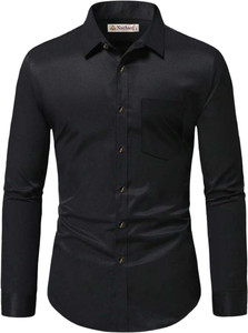 Navkanj Men Solid Casual Black Shirt