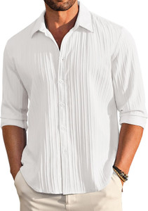 DIMMY Men Self Design Casual White Shirt