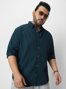 Urbano Plus Men Self Design Casual Blue Shirt