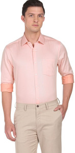 ARROW Men Self Design Formal Orange Shirt