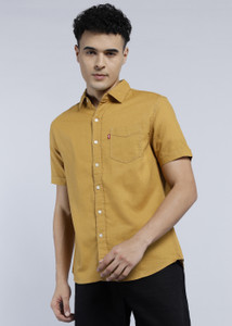 LEVI'S Men Solid Casual Yellow Shirt