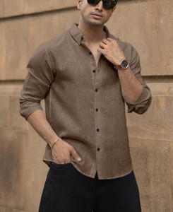 Shubhlakshmi Men Solid Casual Khaki Shirt