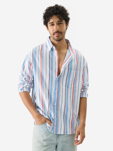 The Souled Store पुरुषों के लिए धारीदार कैज़ुअल बहुरंगी  शर्ट