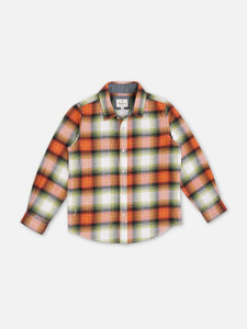 Pepe Jeans Boys Checkered Casual Orange Shirt