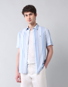 U.S. POLO ASSN. Men Striped Casual Blue Shirt