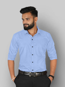 Shirtformen Men Solid Casual Blue Shirt