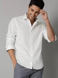 ZENE Men Solid Casual White Shirt