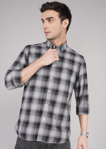 ARROW Men Checkered Casual Grey Shirt
