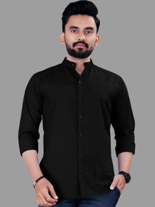 Restore Fashion Men Solid Casual Black Shirt
