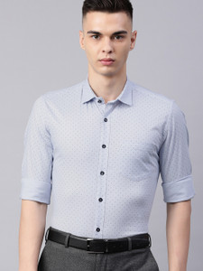 5TH ANFOLD Men Printed Formal Light Blue Shirt