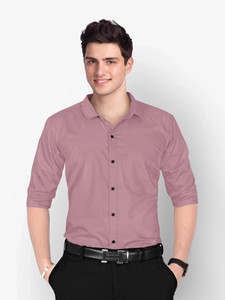 STONEBERG Men Solid Formal Pink Shirt