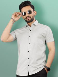 VeBNoR Men Solid Casual Grey Shirt