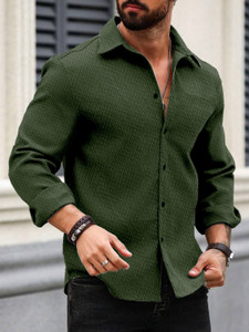 Force Men Dark Green Striped Shirt - Image 4