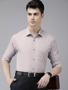 PARK AVENUE Men Solid Formal Grey Shirt
