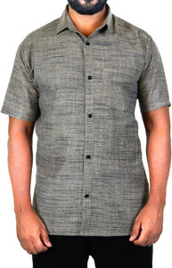 AUZAAI COLLECTION Men Self Design Casual Grey Shirt