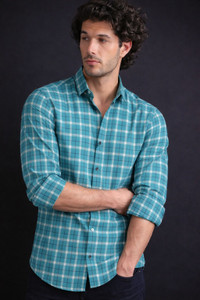 Tanip Men Checkered Casual Green Shirt