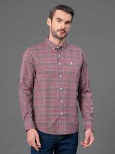 RED TAPE Men Checkered Casual Pink Shirt