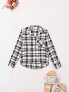 MAX Girls Checkered Casual Black, White Shirt