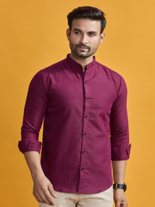 STONEBERG Men Solid Casual Maroon Shirt