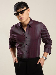 Mark & Albert Men Striped Maroon Shirt - Image 6