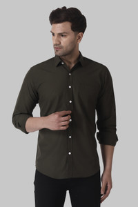 Voroxy Men Solid Casual Green Shirt
