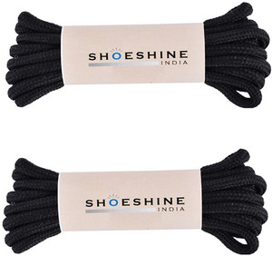 SHOESHINE 2 Pair Round Boot Lace Casual, Hiking Shoelace (120cm) 4mm Thick BLACK Shoe Lace