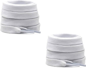SHOESHINE Flat shoelace Hollow Thick (120cm) for casual shoes 2 Pair White Shoe Lace