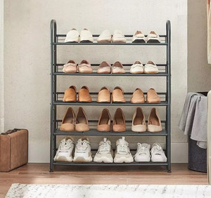 Etoly 5-Tier Heavy Duty Iron Shoe Rack Plastic, Metal Collapsible