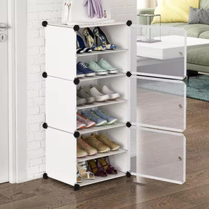 Hemovia 6-Shelf-3-Door Plastic Cubort Shoe Rack Plastic Collapsible Shoe Stand Plastic Shoe Rack