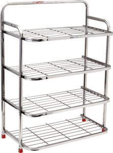 Airsteel Multipurpose Kitchen rack| Shoe rack Wall mounted | (4-shelf, Steel, Large size) Metal Shoe Stand