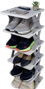 krisha Collapsible Shoe Rack with 5 Shelves – Space-Saving Storage for 5 Pairs Plastic Collapsible Shoe Stand