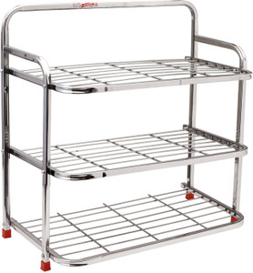 METALAC Multipurpose Stainless Steel Kitchen rack| Shoe rack Wall mounted Metal Collapsible Shoe Stand