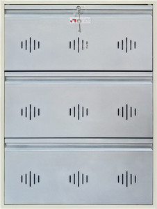 Nakshatra Technology 3 Door Steel Shoe Storage Organizer with Dual Lock | Wall Mounted | Rust Free Metal Collapsible Shoe Stand