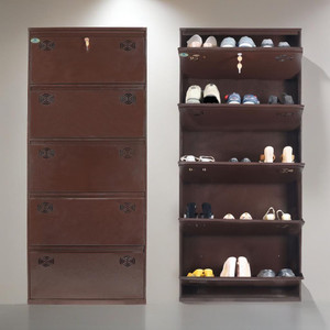 shandar steel 5 Door 26 inches Wall Mounted Metal Shoe Rack with Lock Metal Shoe Rack